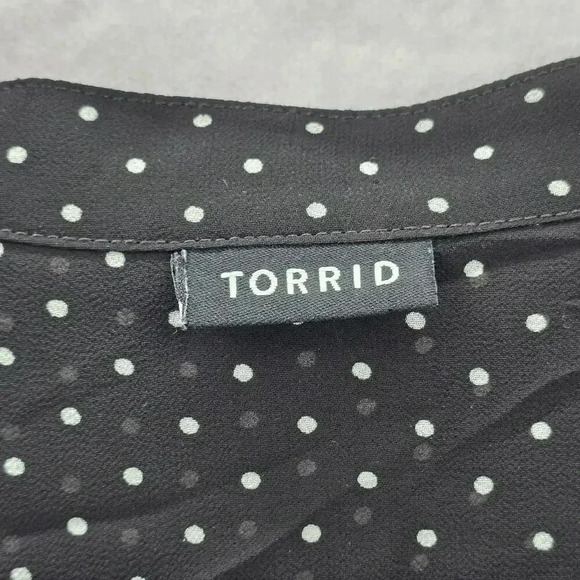 Torrid Black Sheer Polka Dot Blouse Shirt Top Plus Size 3XL - Picture 6 of 6